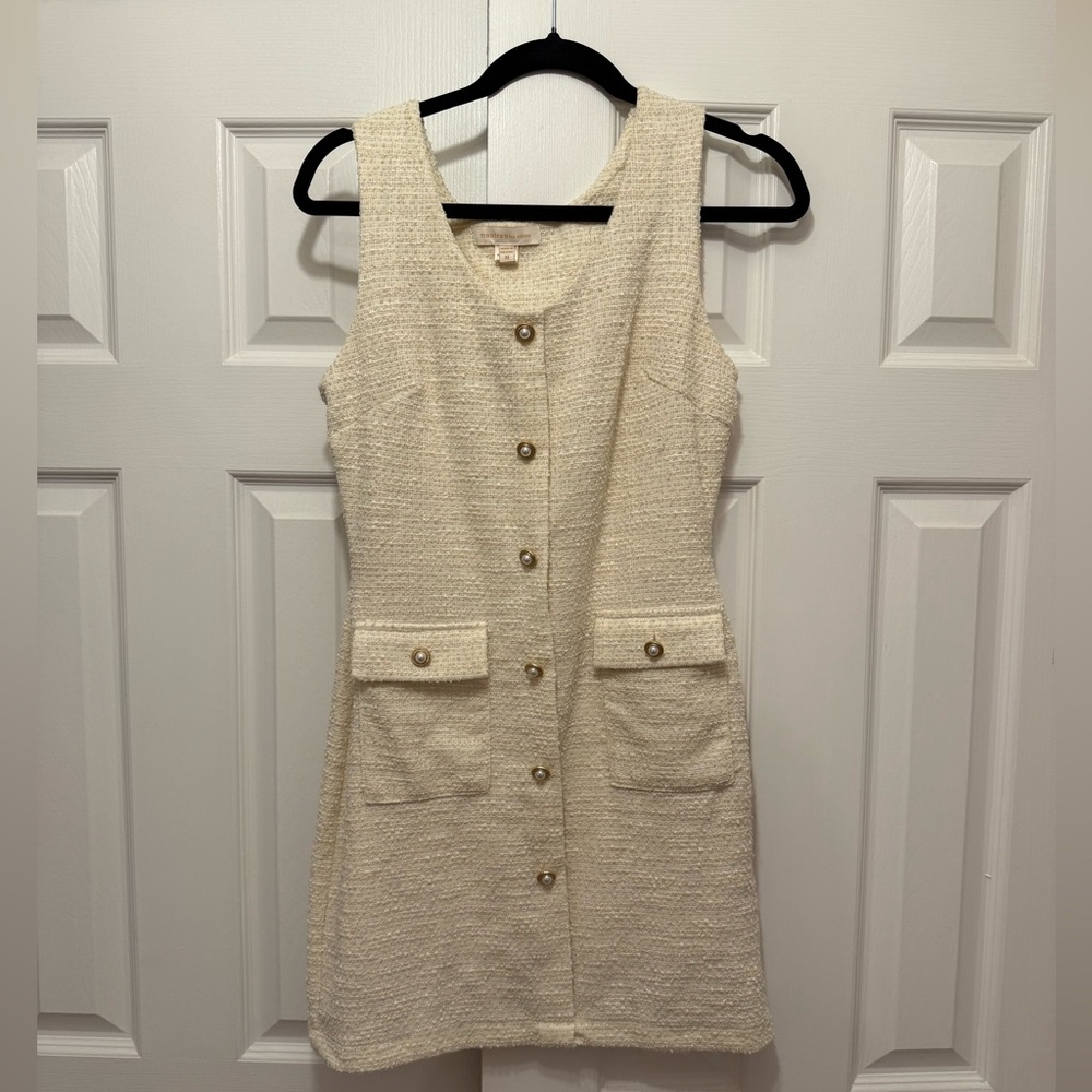 Chic Cream Button-Front Mini Dress